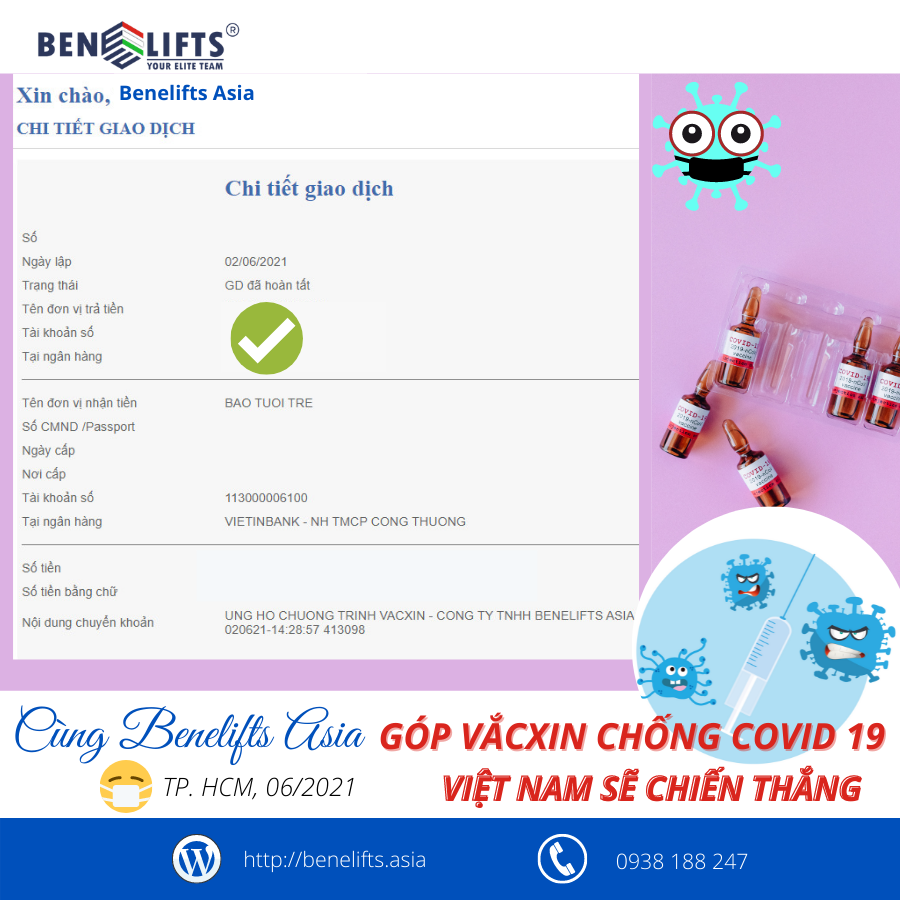 Cùng Benelifts Asia chung tay góp quỹ Vắc xin Covid 19