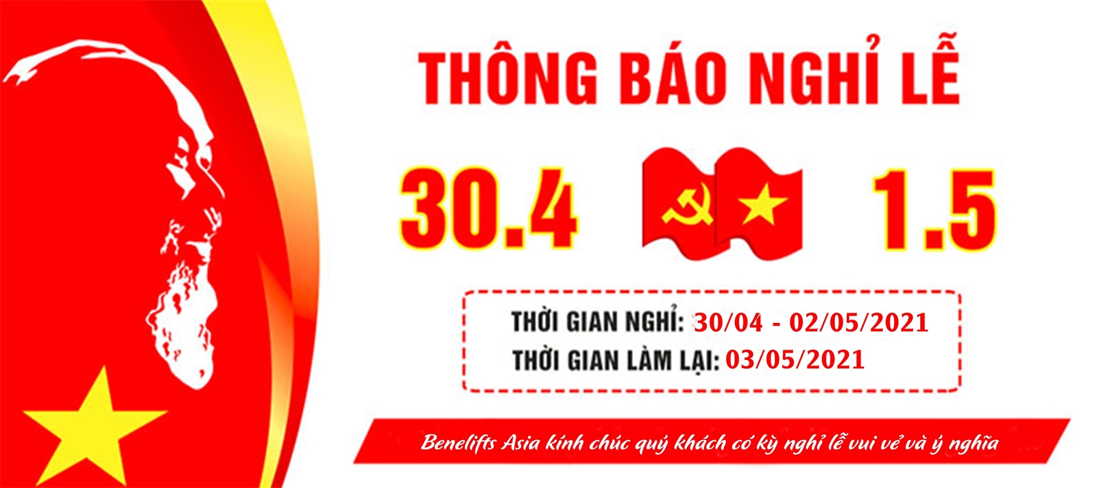 thông báo nghỉ lễ 30/4 và 1/5